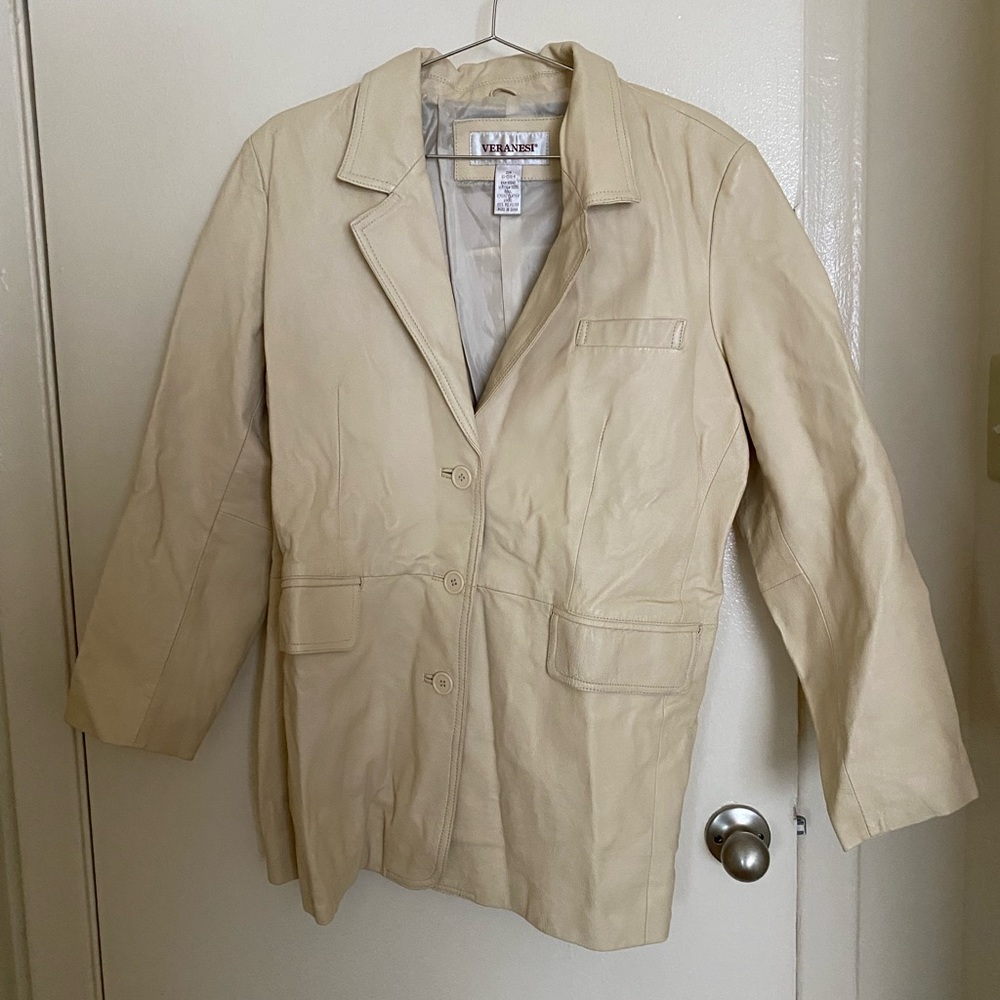 Veranesi Genuine Leather Jacket Cream